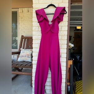 Hot Pink Ruffled Jumpsuit